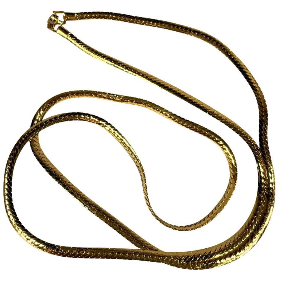 Vintage Napier Gold-Tone Snake Chain Long Length Necklace Jewelry Piece Women